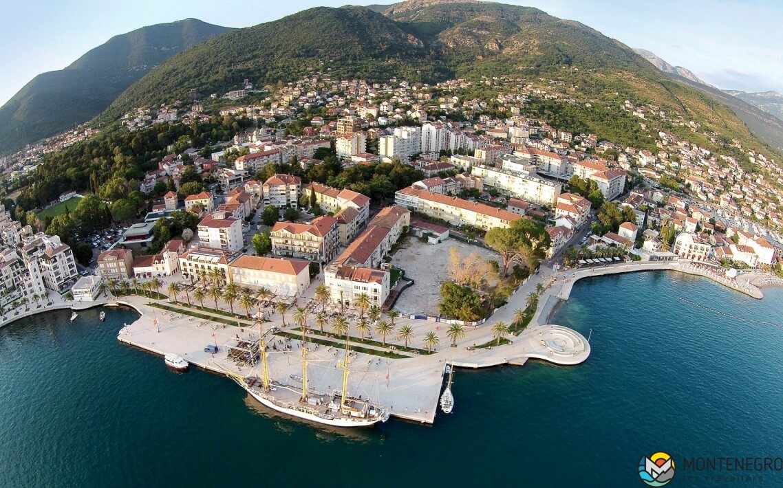 Aerial view of the town, Tivat, Montenegro