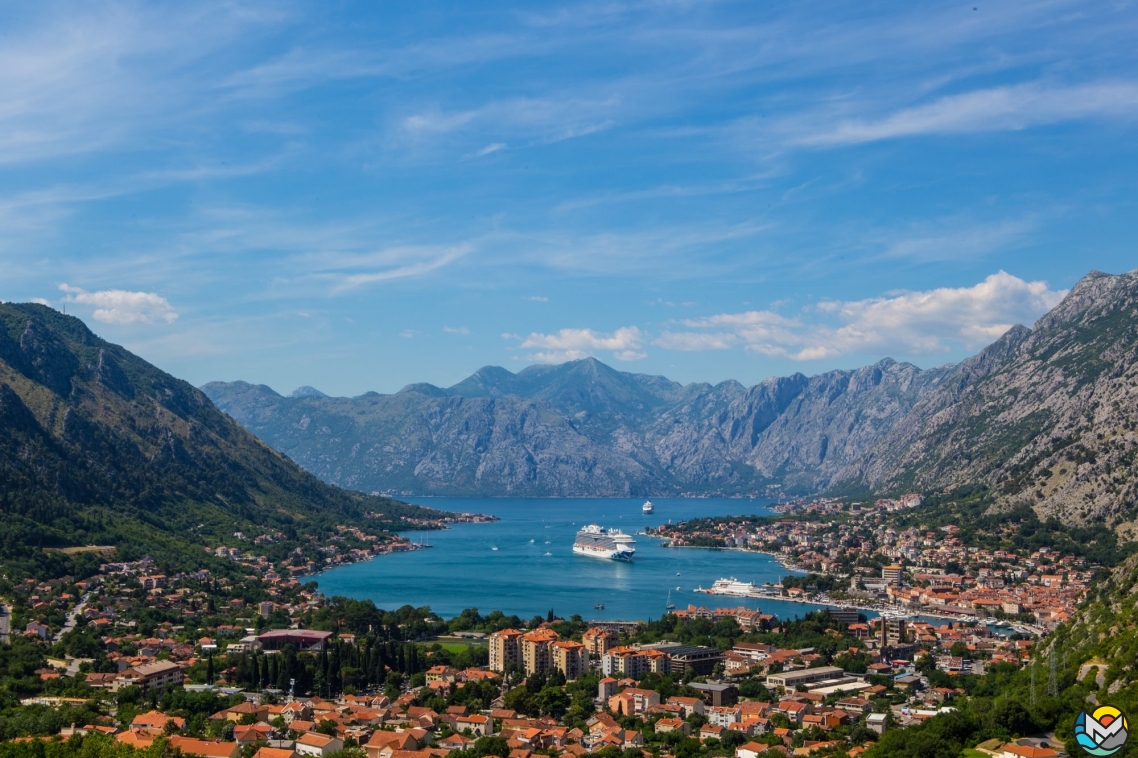 Panorama of the city and the Bay of Kotor, Montenegro