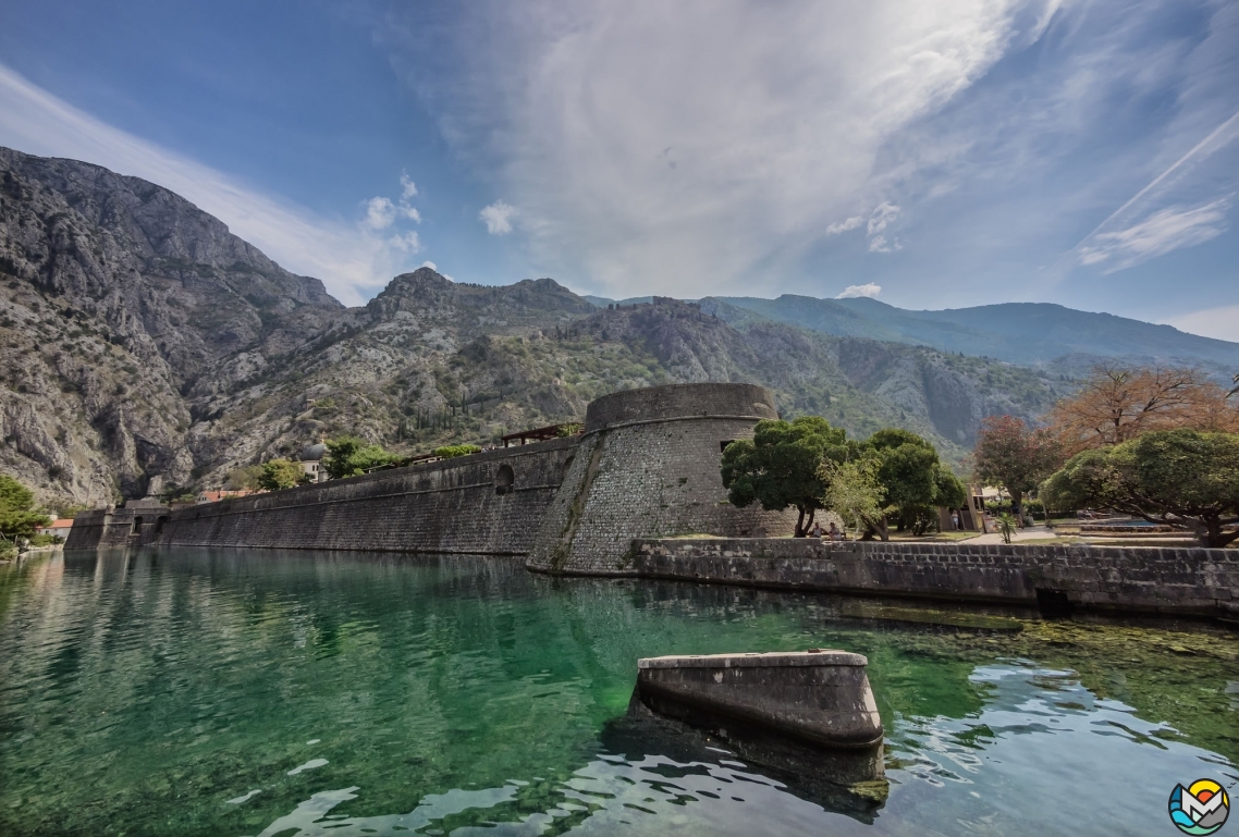 The River Skurda and the bastions of the city fortress, Kotor, Montenegro