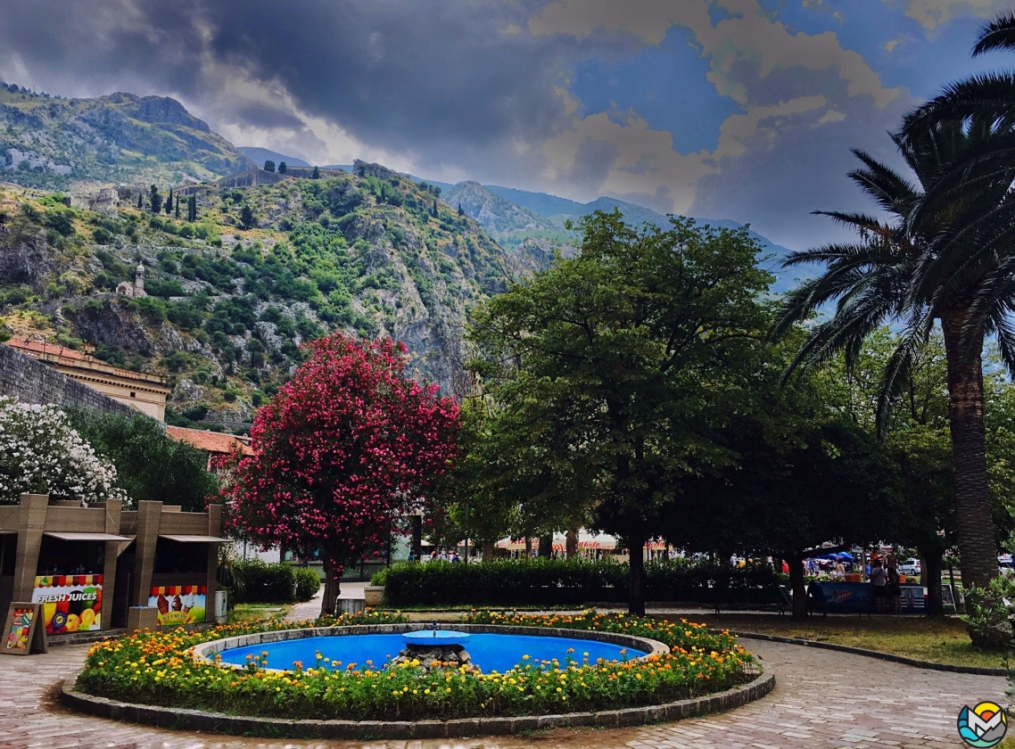 Square in front of the main entrance to the Old Town, Kotor, Montenegro