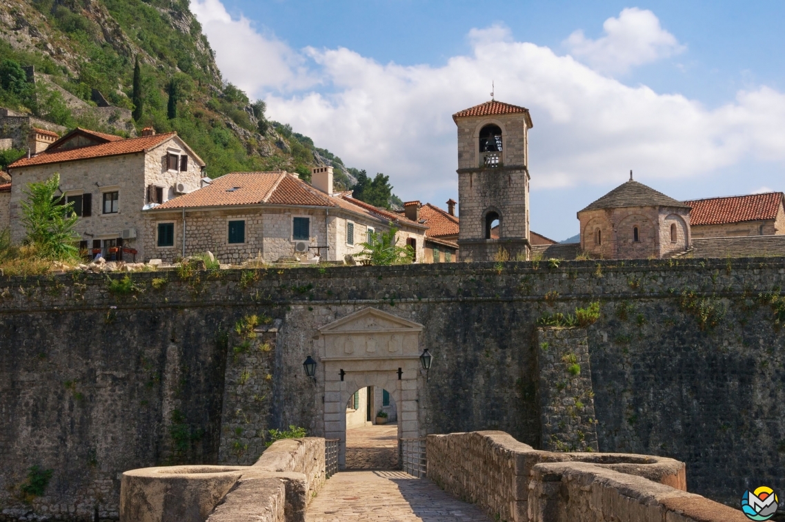 The North Gate and the Church of Saint Mary Collegiate, Kotor, Montenegro